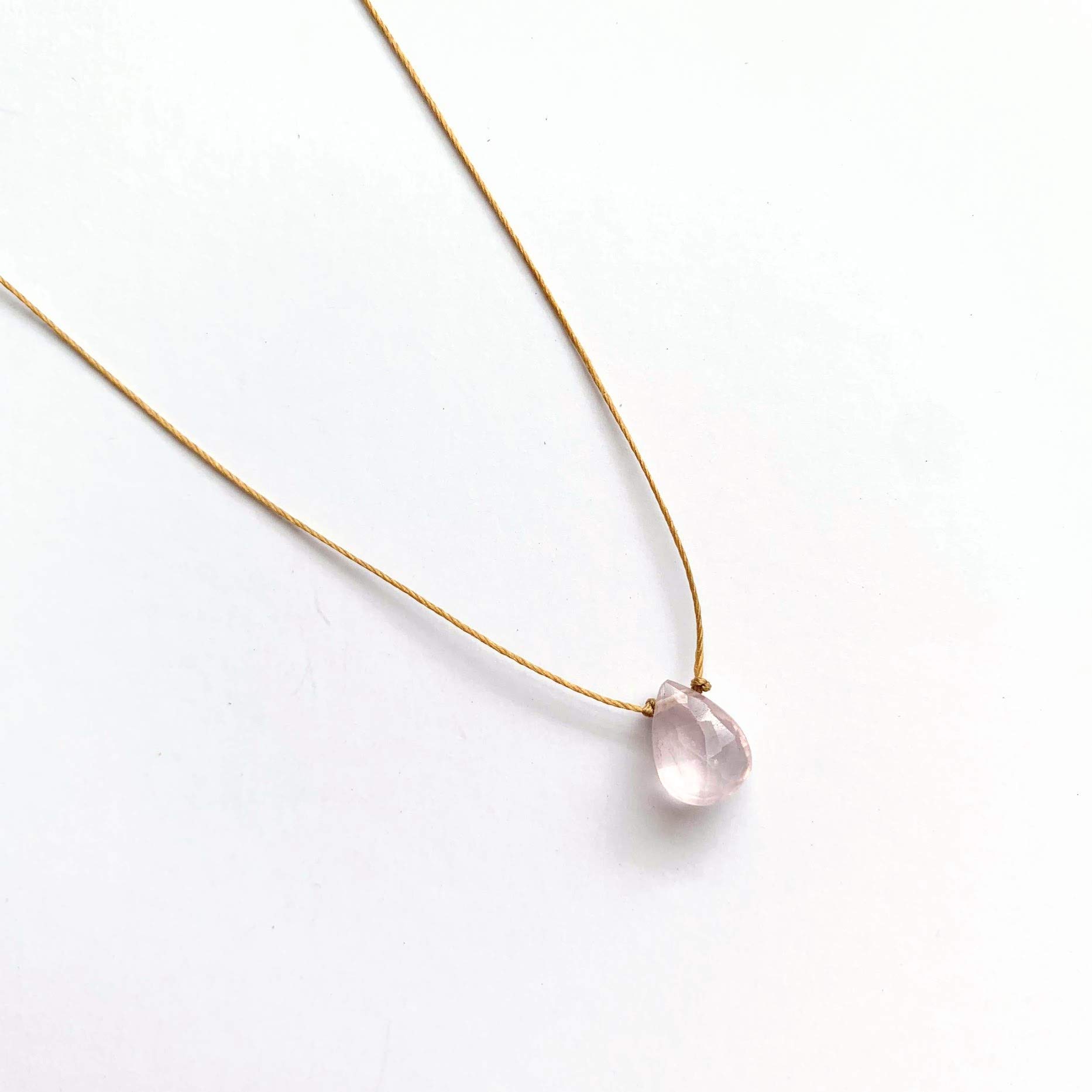 Rose Quartz Teardrop Necklace - Natural Gemstone Choker for Women | Healing Crystal Jewelry for Meditation, Yoga & Spiritual Gifts