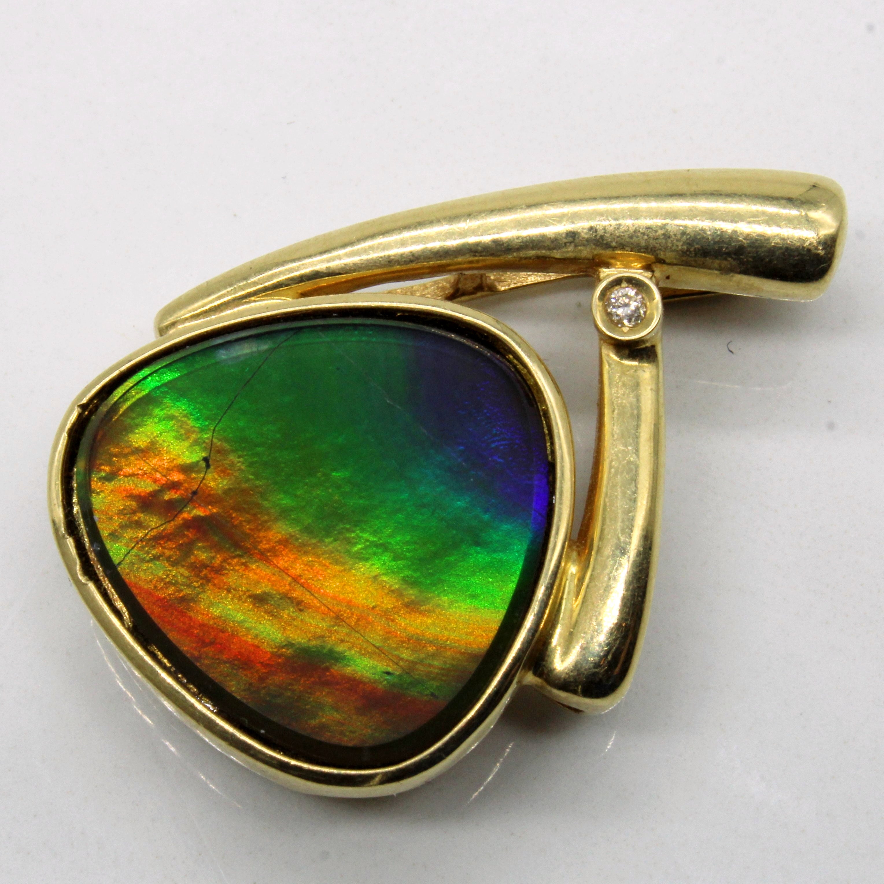 Exquisite 4.00ct Ammolite & 0.02ct Diamond Pendant Necklace - Natural Gemstone Jewelry for Women - Perfect for Gifts, Weddings & Special Occasions