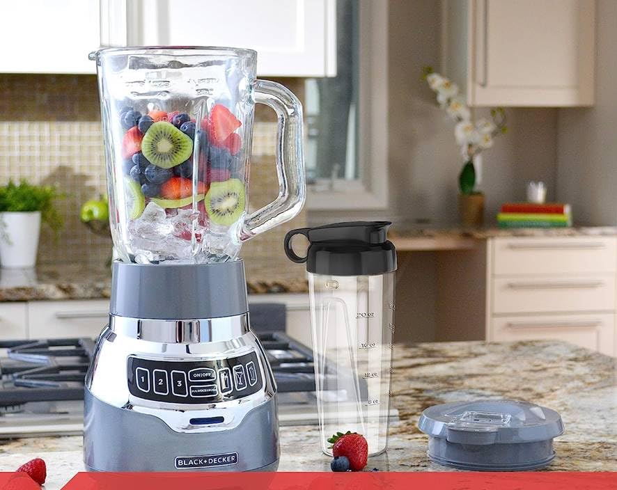 BLACK+DECKER Quiet Blender with Glass Cup - Perfect for Smoothies & Shakes