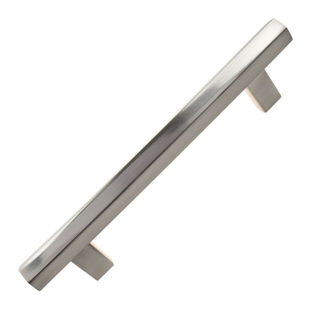 5 Inch Satin Nickel Hexagon Bar Pull Cabinet Handle - CC 4791-128-SN | Modern Kitchen & Bathroom Hardware for Drawers & Cabinets