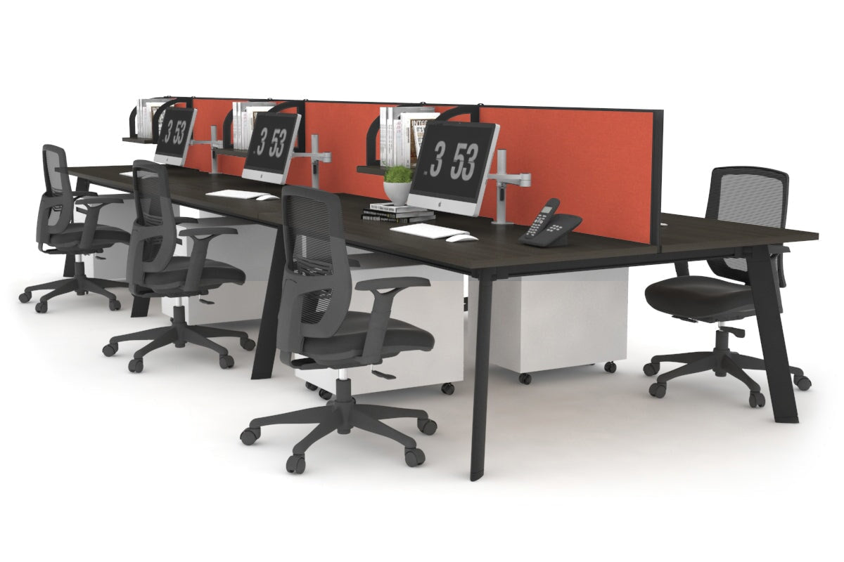 6-Person Workstation with Black Frame - 1400L x 700W Office Desk for Team Collaboration & Open Workspaces