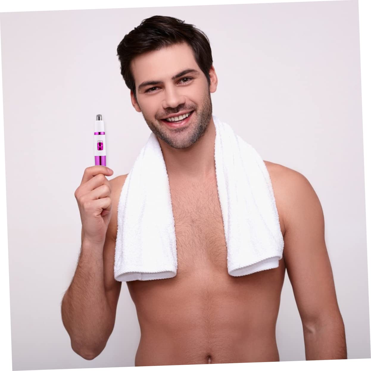 Electric Nose Hair Trimmer & Facial Hair Remover for Men - Painless Micro Epilator AE851 (Pink) - Perfect for Travel, Grooming & Personal Care