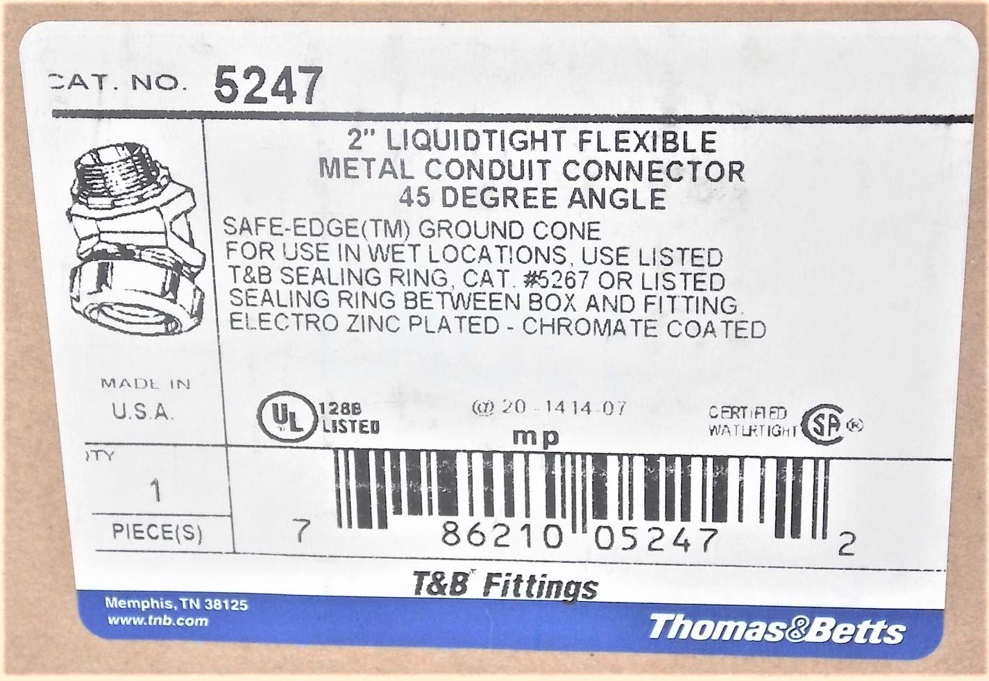 2 Inch Malleable Iron Angled Threaded Liquidtight Connector - Heavy Duty Electrical Conduit Fitting for Outdoor, Industrial, and Hazardous Locations