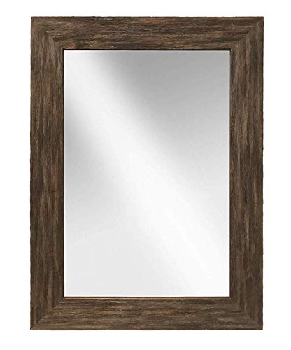 Raphael Rozen Vintage Barn Wood Wall Mirror - Elegant Modern Classic Rustic Hanging Framed Mirror - Natural Weathered Brown Finish - 26x30 Inches - Perfect for Farmhouse, Living Room, Bedroom & Entryway Decor