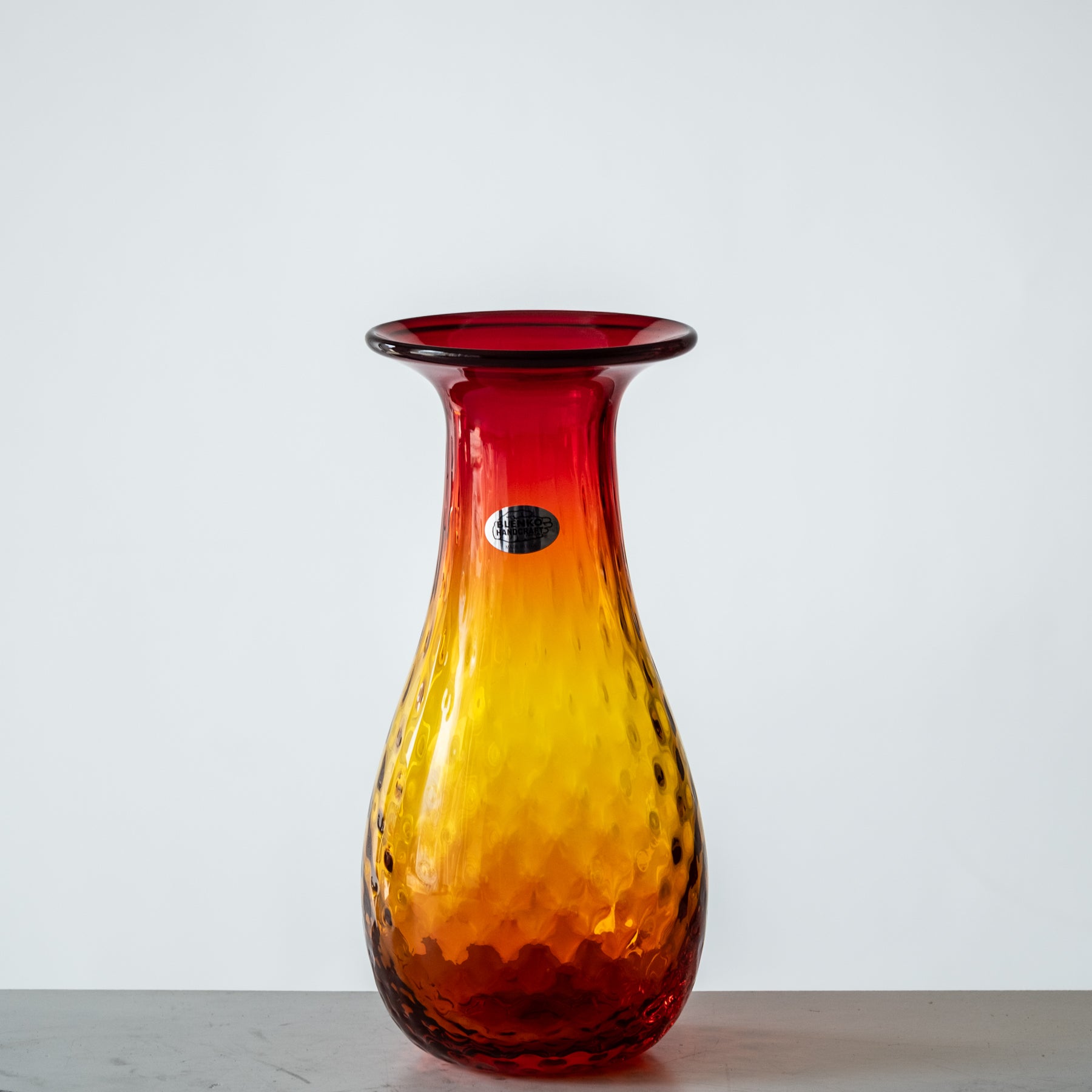 2511DV Diamond Optic Glass Vase - Tangerine Orange Decorative Centerpiece for Dining Table, Wedding, Home Decor