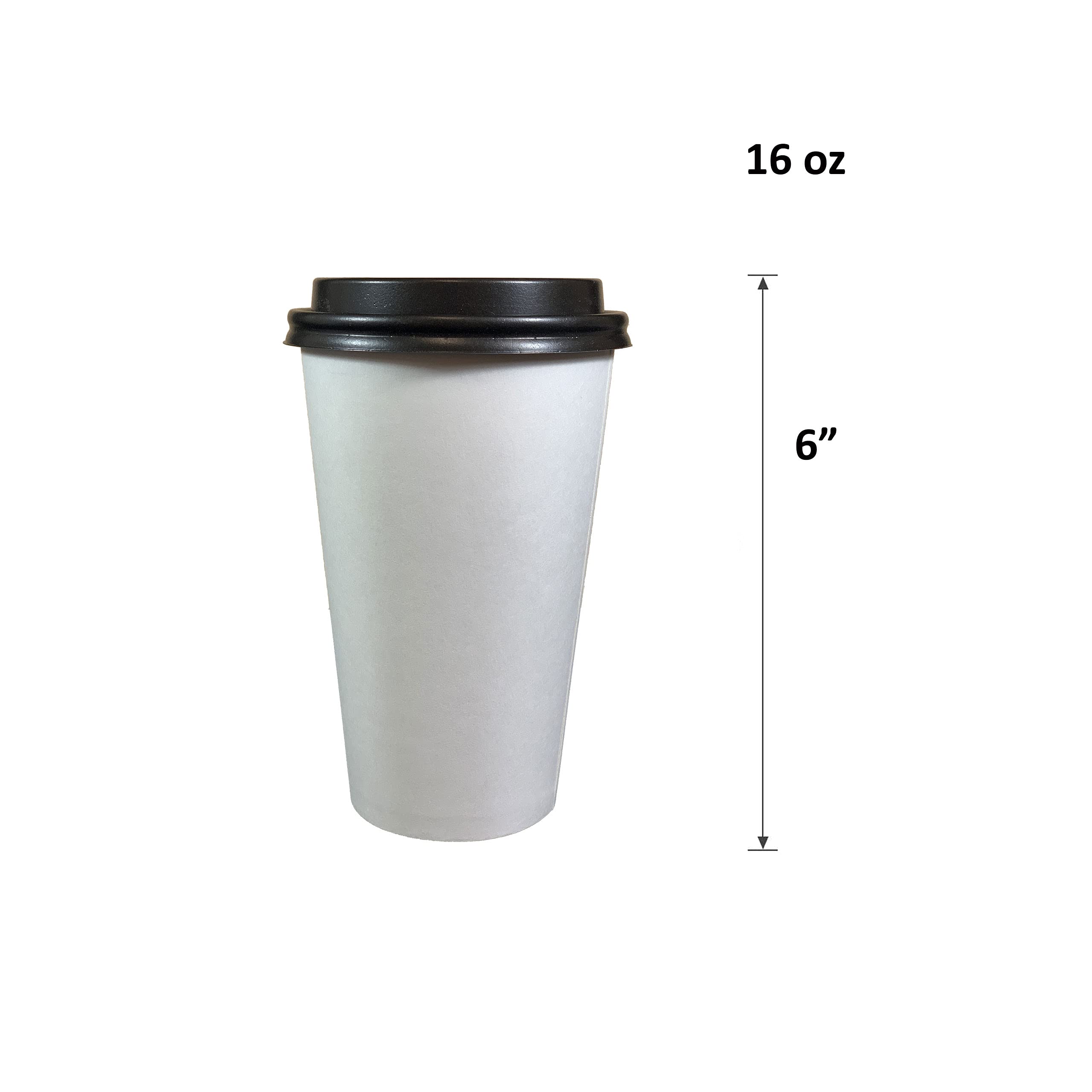 Disposable White Paper Coffee Cups with Black Lids - 400 Pack (16oz) | Eco-Friendly Hot & Cold Beverage Containers for Office, Cafes, and Events