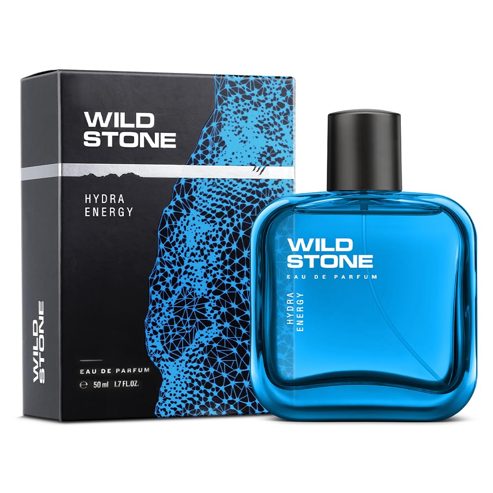 Wild Stone Hydra Energy Cologne for Men - 50ml Eau de Toilette Spray - Long Lasting Fresh Fragrance for Day & Night Wear - Gym, Office & Date Night Scents