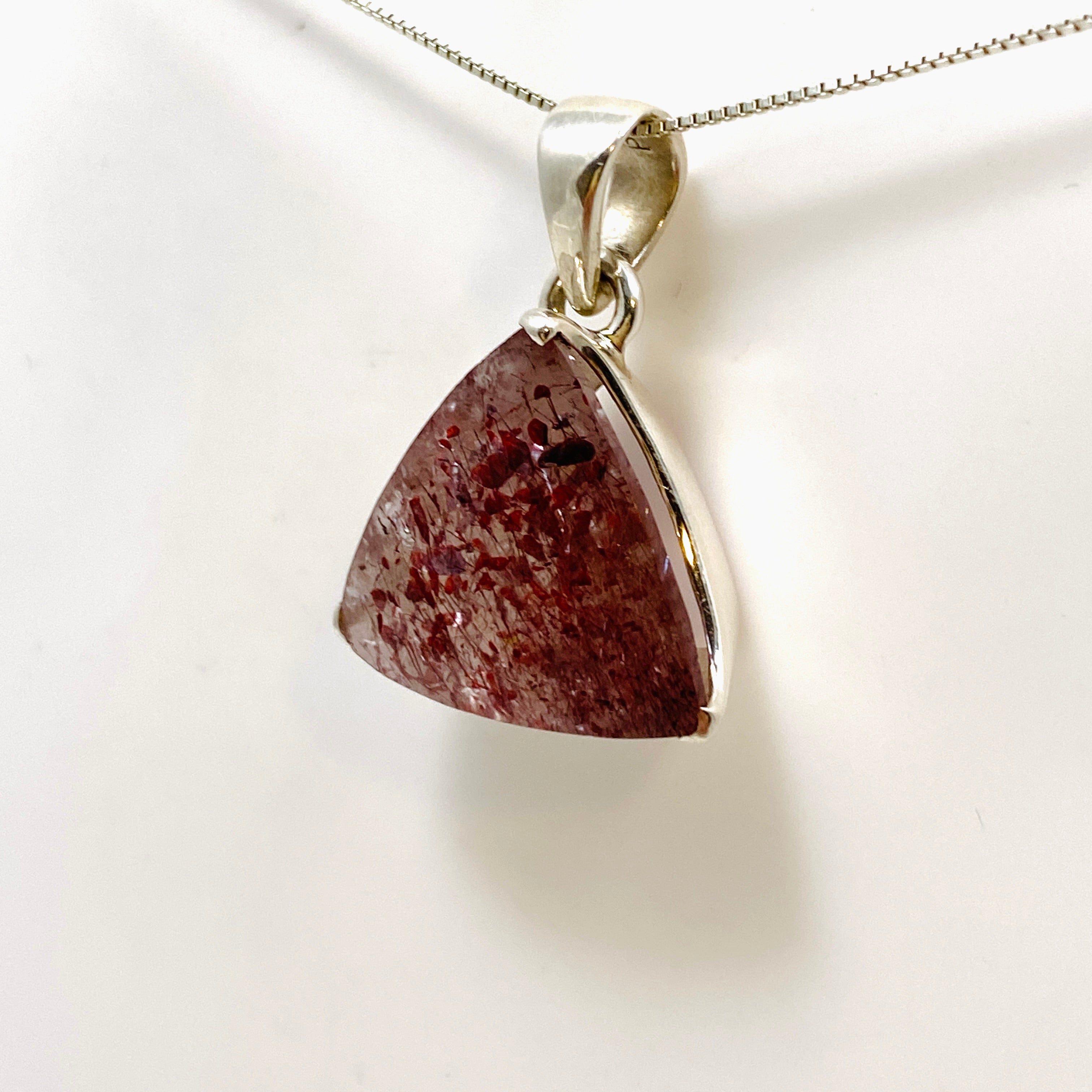 Lepidicrocite in Quartz Faceted Triangular Pendant Necklace - Natural Crystal Jewelry for Healing & Energy Work - Perfect for Meditation, Reiki & Spiritual Gifts