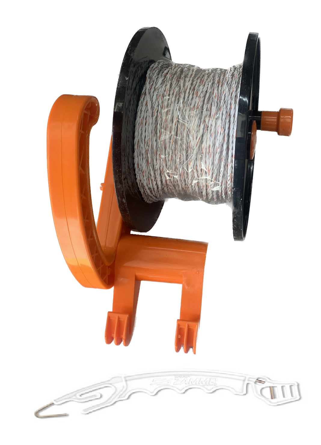 Gallagher Mini Reel Preloaded with 328 Feet of Turbo Wire & ZAMMR Handle - Electric Fence Installation Tool for Livestock and Farm Security