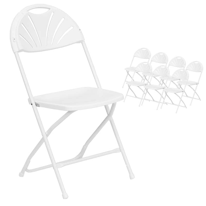 Heavy Duty Stackable Folding Chairs 8-Pack | 300 lb Capacity | White | for Indoor/Outdoor Events, Banquets, Weddings & Parties | Perfect for Backyard Gatherings, Church Functions & Conference Rooms