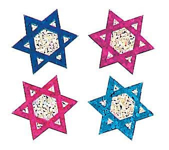 Bulk Roll Prismatic Stickers - Mini Stars of David (100 Repeats) | Self-Adhesive Decorative Stickers for Scrapbooking, DIY Crafts, Gift Wrapping & Party Decorations