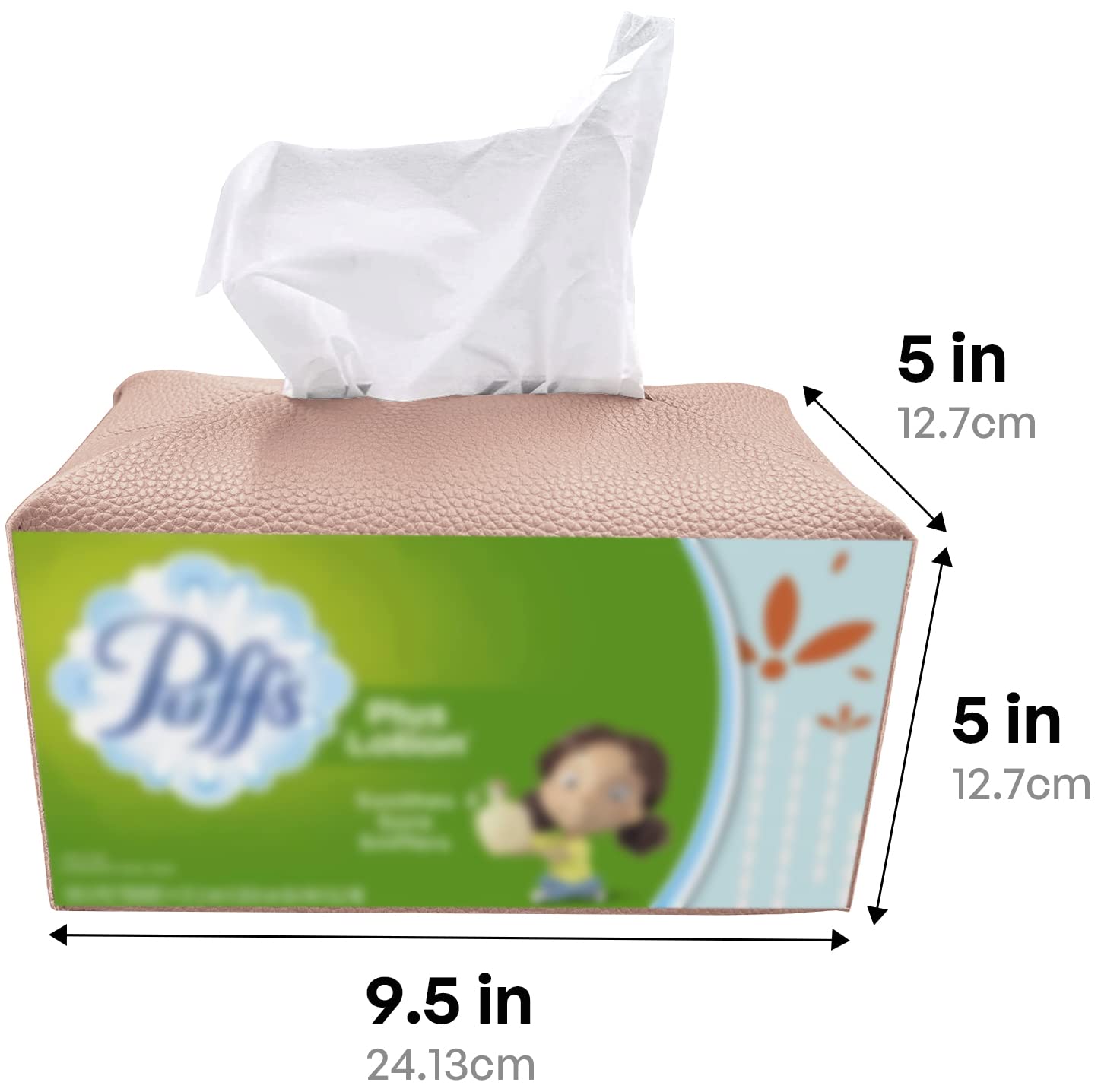 Carrotez Modern PU Leather Tissue Box Cover - Elegant Rectangular Tissue Box Holder for Bathroom, Vanity, Office Desk & Nightstand (9.5