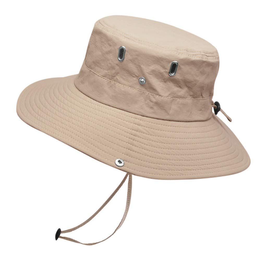 Men's Solid Color Foldable Sun Hat - Wide Brim Adjustable Fisherman Cap for UV Protection, Summer Outdoor Activities, Hiking, Fishing & Beach - Breathable Boonie Hat for Sun Safety