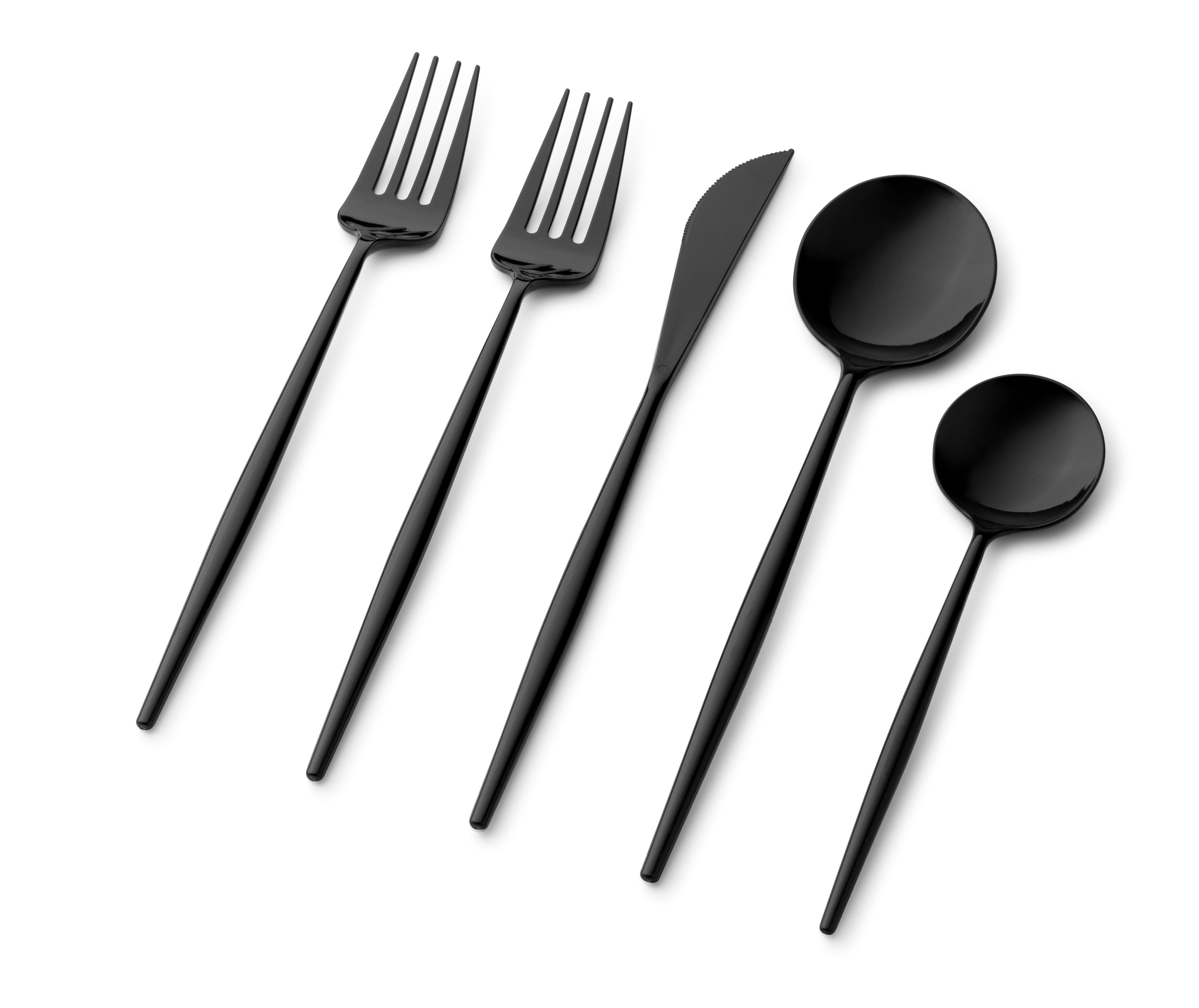 Premium Noble Collection Black Flatware Set - 40-Piece Service for 8 - Elegant Stainless Steel Cutlery Set for Fine Dining, Wedding Registry & Formal Dinner Parties