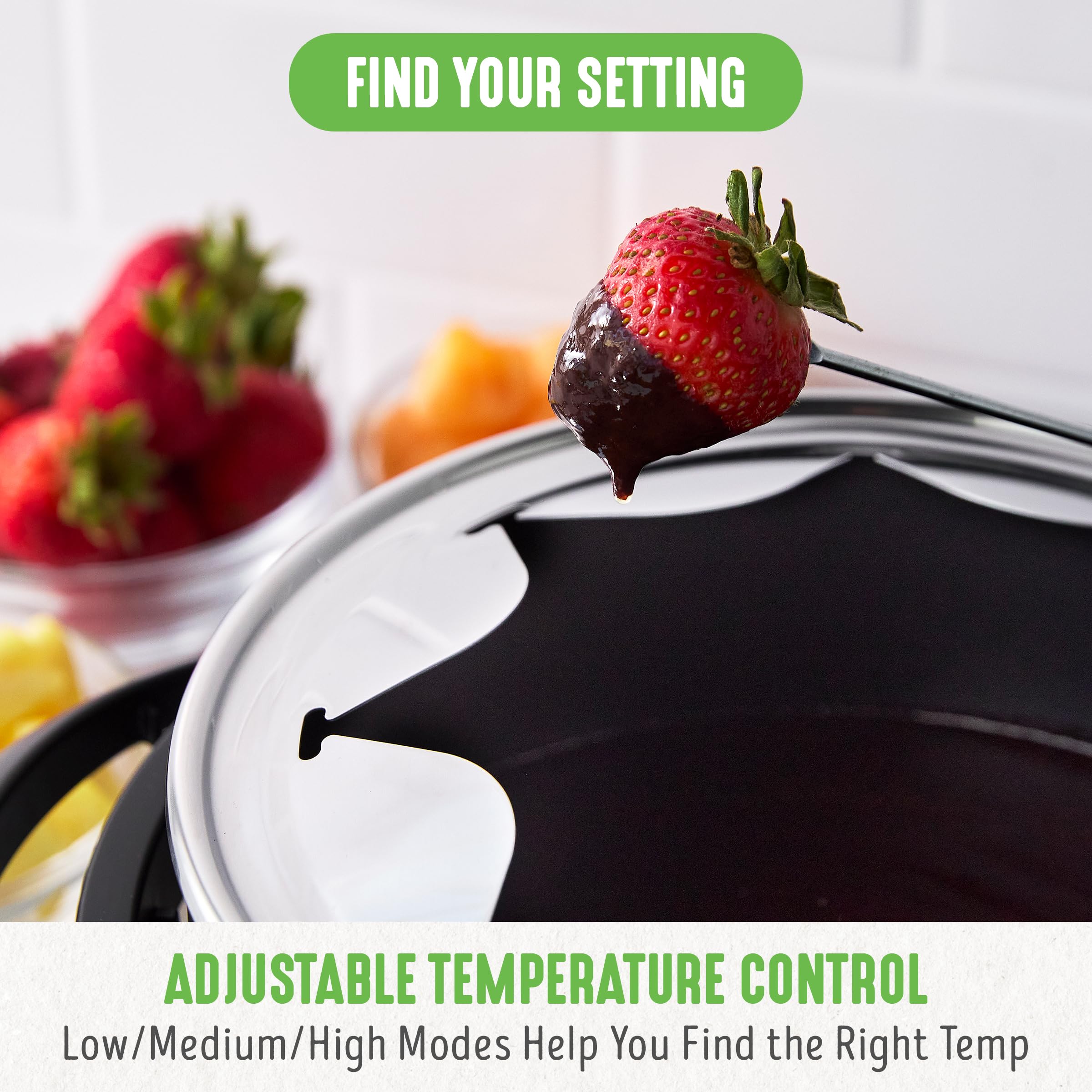 GreenLife 14 Cup Electric Fondue Pot Set for Cheese, Chocolate & Meat - 8 Color Coded Forks, Ceramic Nonstick Coating, Adjustable Temp Control, PFAS-Free (Red) - Perfect for Parties, Family Gatherings & Romantic Dinners