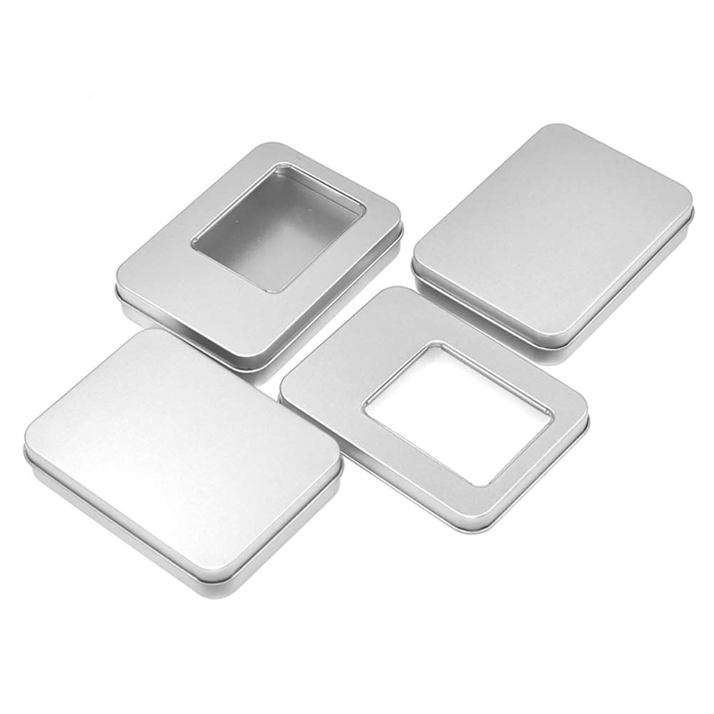 NicSO Metal Storage Box with Clear Window Lid - Mini Tin Organizer for Jewelry & Watches | Portable Rectangular Container for Home, Office & Travel Organization