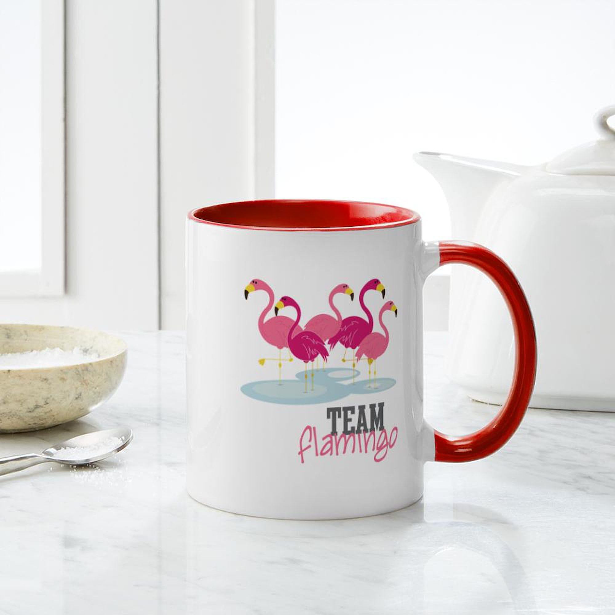 Team Flamingo Ceramic Coffee Mug 11 oz (325 ml) - Insulated Handle for Hot & Cold Drinks - Perfect for Office, Home, or Gift Giving