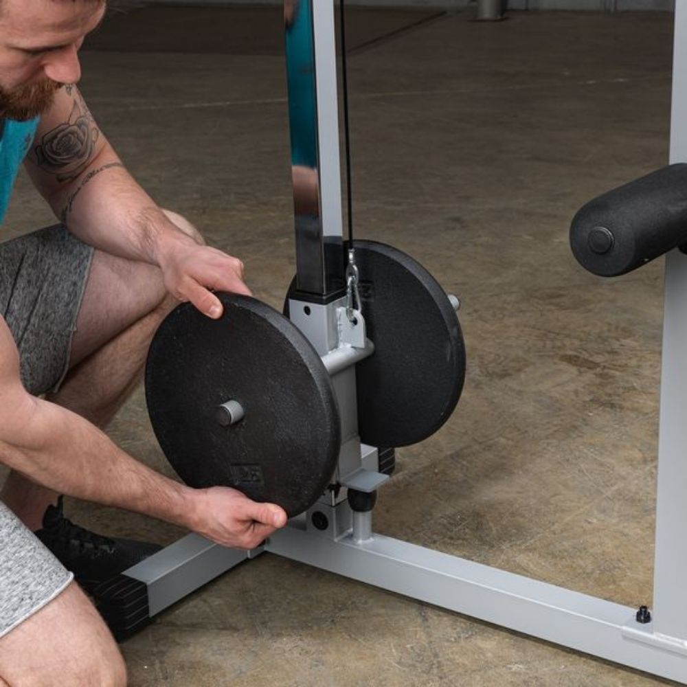 Body Solid PLM180X Lat Pull Down and Low Row Machine - Home Gym Strength Training Equipment for Back & Arm Workouts