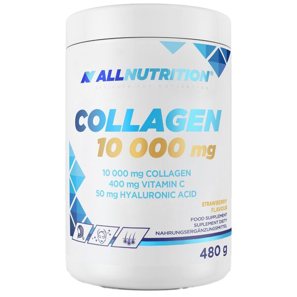 AllNutrition Premium Hydrolyzed Collagen Powder - Strawberry Flavor 480g for Skin, Hair & Joint Support - Perfect for Smoothies, Shakes & Healthy Recipes