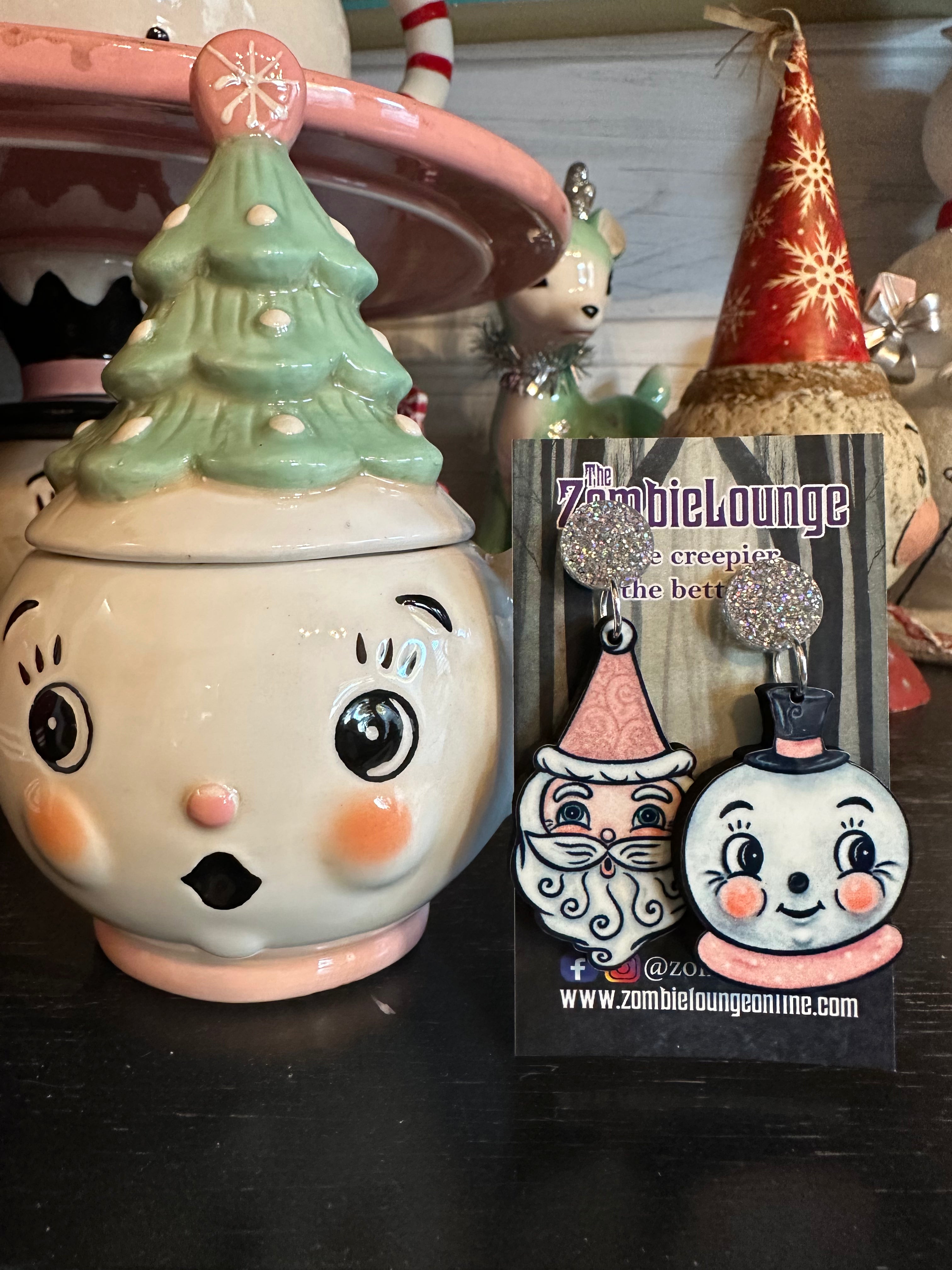 Johanna Parker Pastel Santa and Snowman Ornament Set - Christmas Holiday Decor for Tree, Home, and Gift Giving