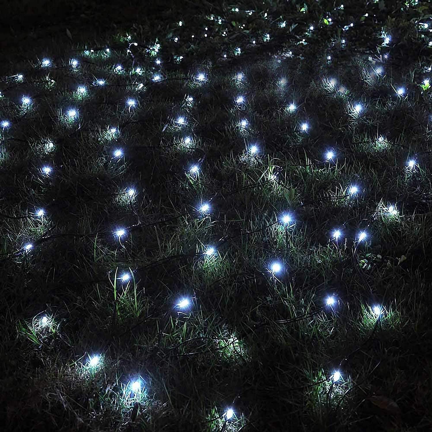 Solar Powered 204 LED Net Mesh String Lights - Waterproof 3m x 2m Outdoor/Indoor Decorative Lights with 8 Lighting Modes | Perfect for Christmas Tree Wrapping, Wedding Decor, Window Wall, Sweetheart Table, Camping & Beach Parties (White)