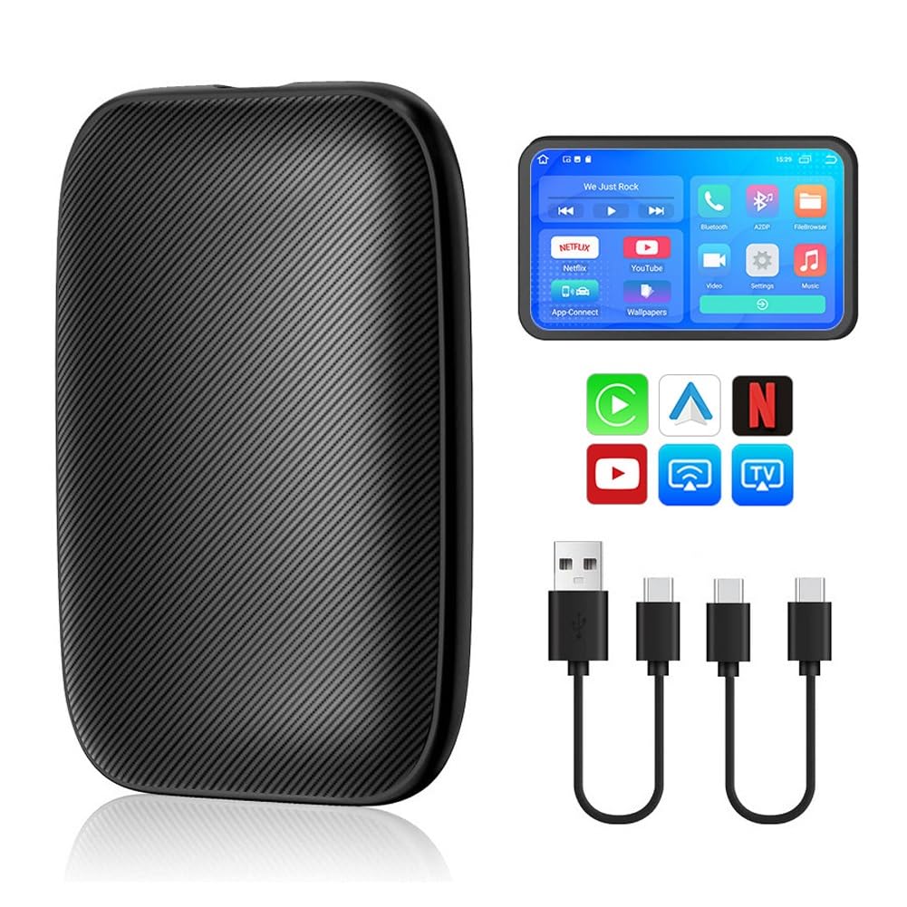 DRIVEPLEX PRO Wireless CarPlay Adapter for iPhone & Android - 2+8GB AI Box with Netflix, YouTube & Gmail Support | Seamless Wireless CarPlay & Android Auto Connectivity | Perfect for Commuting, Road Trips & In-Car Entertainment