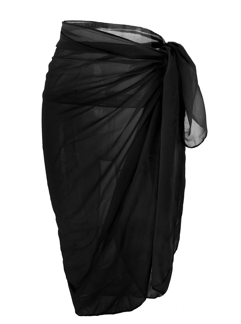 Chic Diary Women's Beach Cover Up - Flowy Chiffon Pareo Sarong Wrap Skirt for Swimwear & Bikini - Perfect for Pool, Beach Vacation & Resort Wear