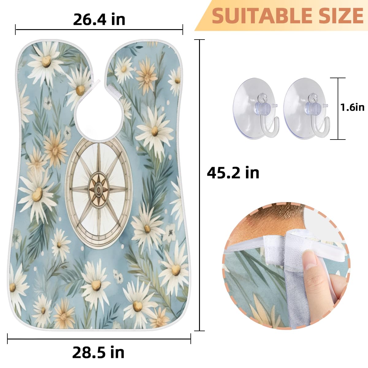 **Men's Beard Shaving Bib with Daisy Compass Design - Waterproof Hair Dye & Makeup Apron for Barbers, Stylists & DIY Grooming - Sink Hair Catcher & Beard Trimming Accessory - Perfect for Home Salon, Barber Shops & Gifts**