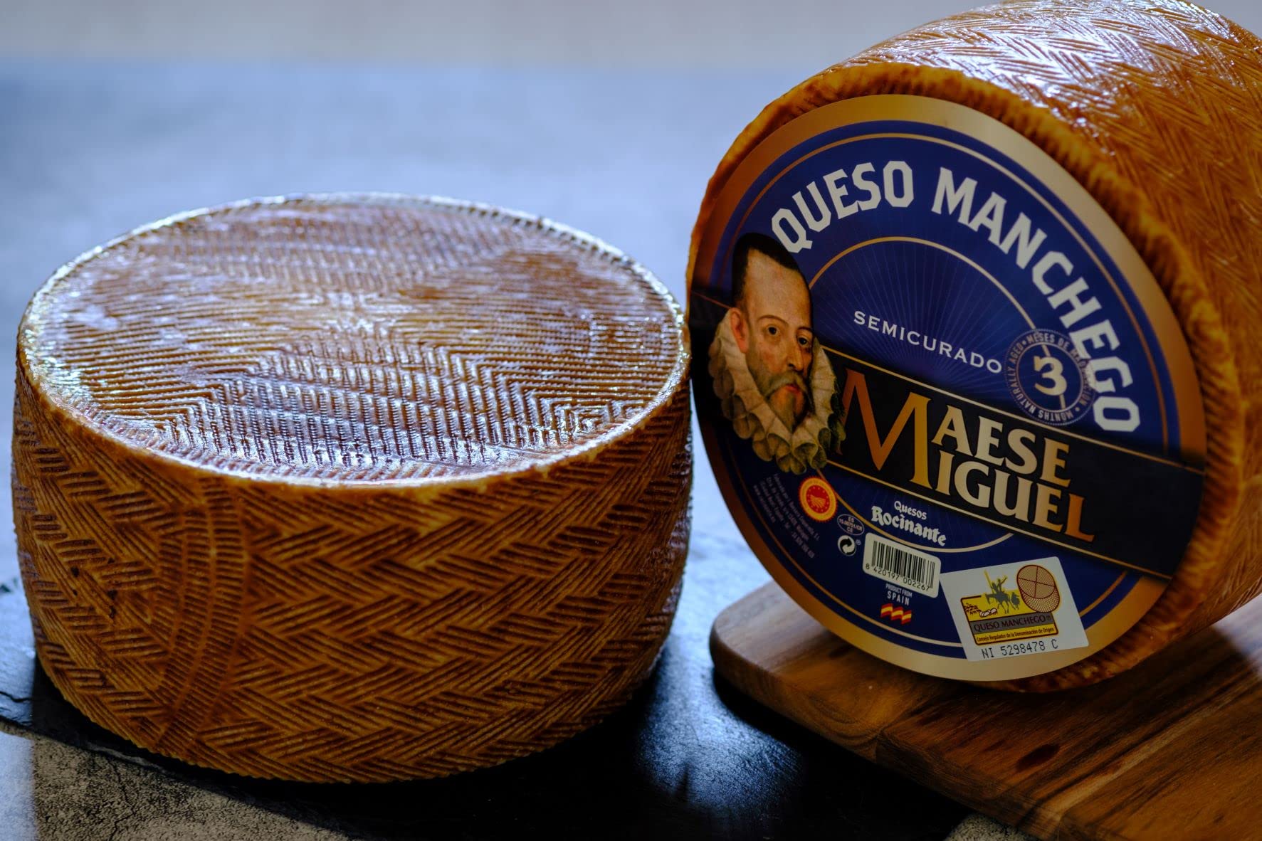 Authentic Spanish Manchego Cheese Wheel (7 lbs) - Aged Sheep’s Milk Cheese for Charcuterie Boards, Tapas & Gourmet Cooking