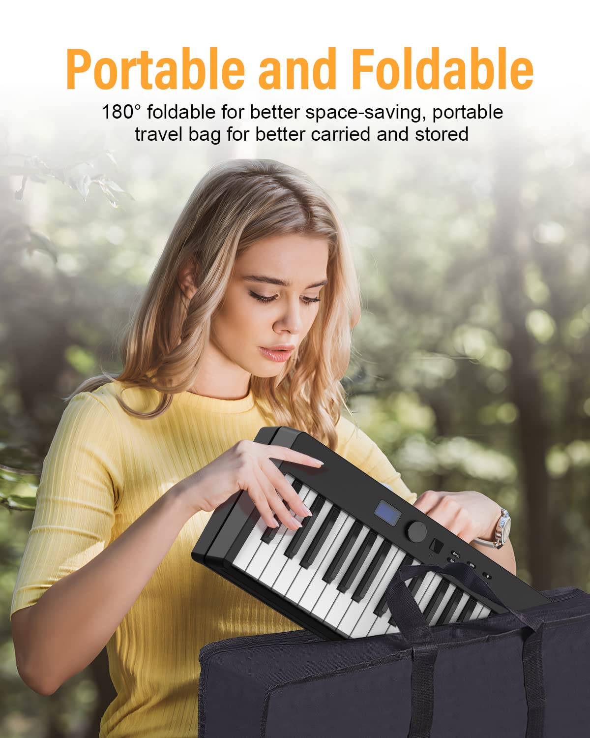 KONIX 88-Key Foldable Piano Keyboard - Portable Bluetooth Electronic Piano for Travel & Home Practice