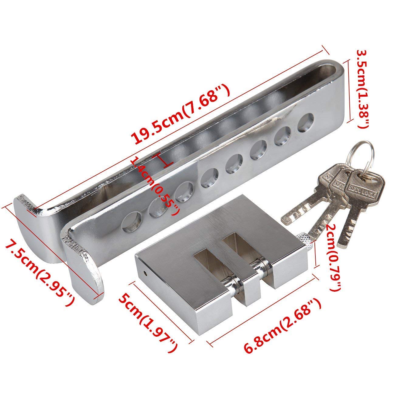 Vechkom Anti-Theft Brake Pedal Lock & Steering Wheel Lock - Universal Car Security Device with Double Hook Protection & Safety Alarm | Perfect for Parking Security, Vehicle Theft Prevention, and Road Trip Safety