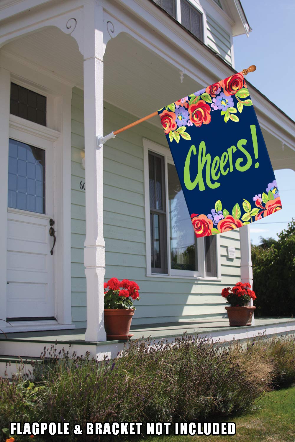 Toland Home Garden 1012402 Green Floral Cheers Double-Sided Garden Flag - 28x40 Inch Outdoor Yard Decoration for House, Patio & Seasonal Celebrations