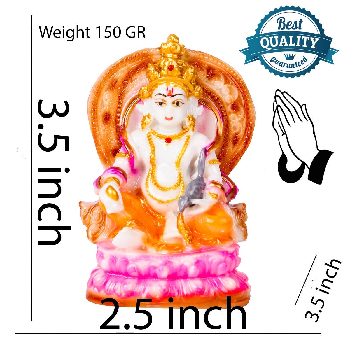 GLOOKS Kuber Marble Dust Idols - 3.50 Inch Hindu God Statue for Home Altar, Office Desk & Spiritual Decor | Handcrafted Religious Figurine for Pooja, Meditation & Gift Giving