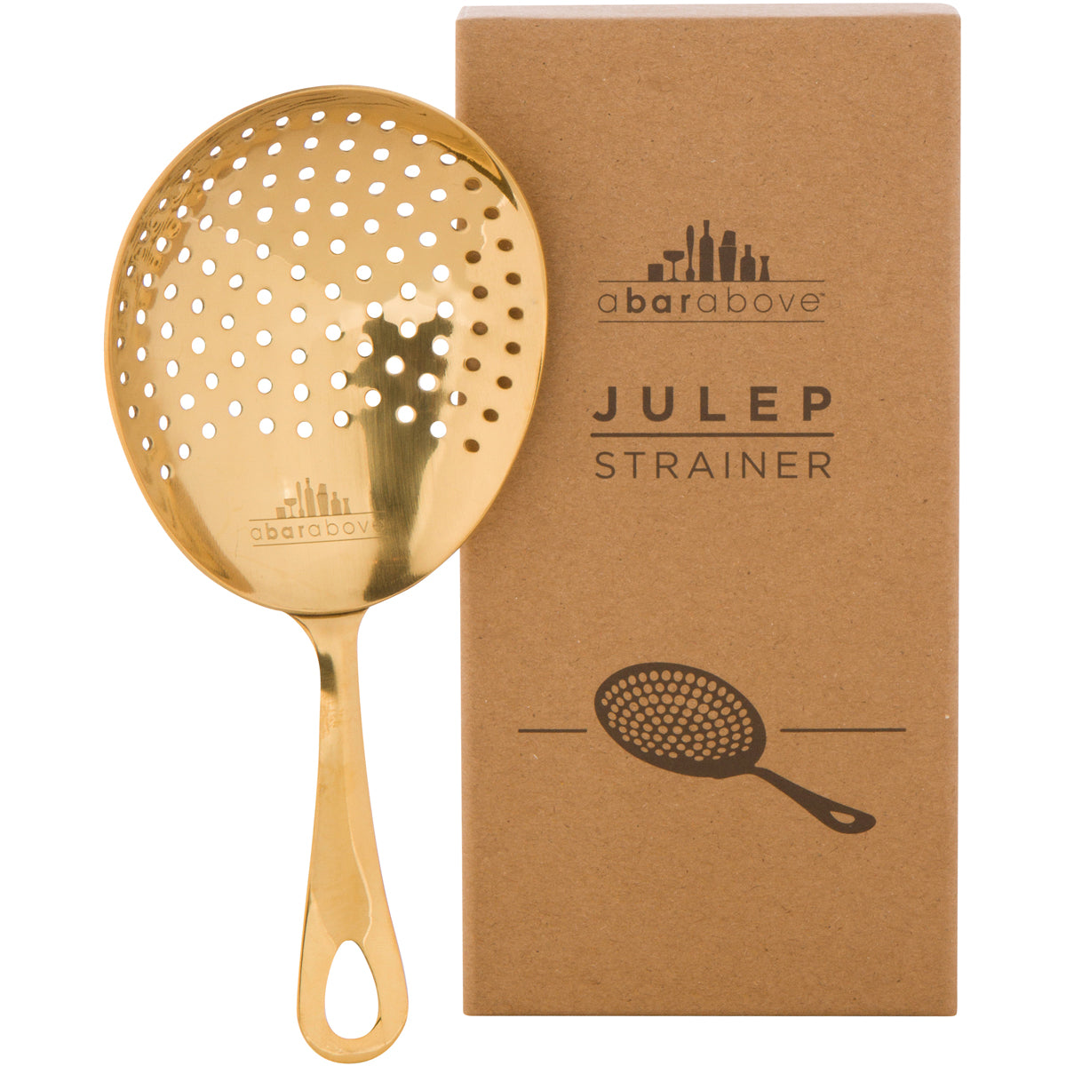 Premium Gold Julep Strainer - Vintage Style Cocktail Bar Tool for Mint Juleps, Mojitos & Iced Drinks - Perfect for Home Bars, Parties & Mixology Enthusiasts
