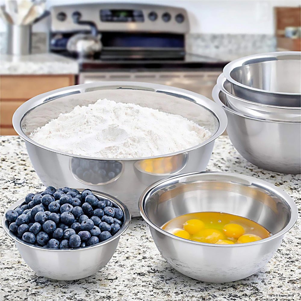 Premium Stainless Steel Mixing Bowls Set of 6 - Stackable Nesting Bowls for Baking, Cooking & Food Prep - Durable Kitchen Essentials for Chefs & Home Cooks