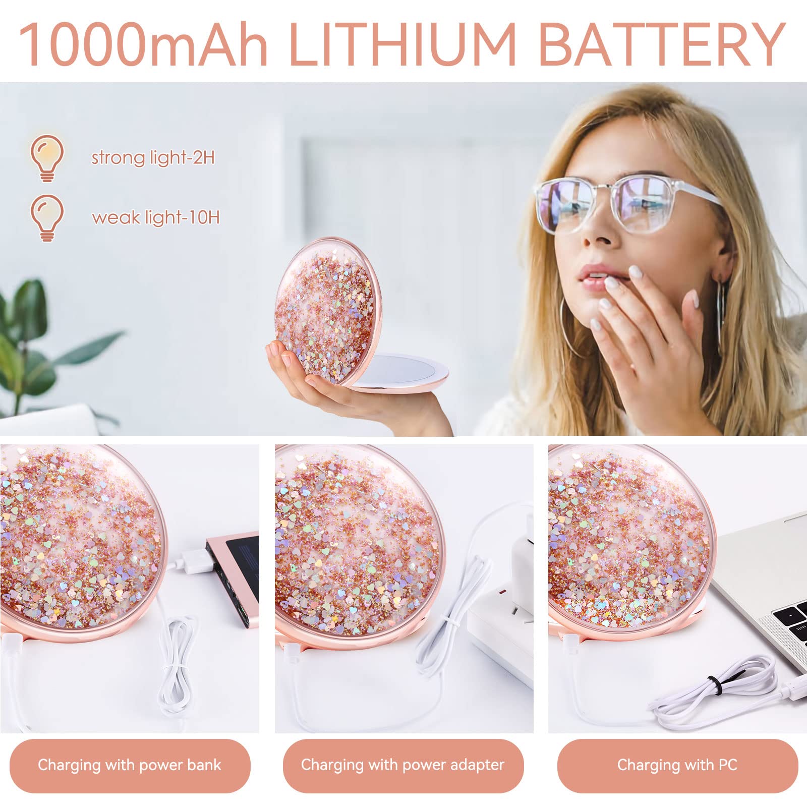 MIYADIVA 4.8 Inch LED Magnifying Mirror with Light - 1x/25x Dual Magnification, Touch Control Makeup Mirror for Precise Beauty Application - Perfect for Home Vanity, Travel & Professional Makeup Artists
