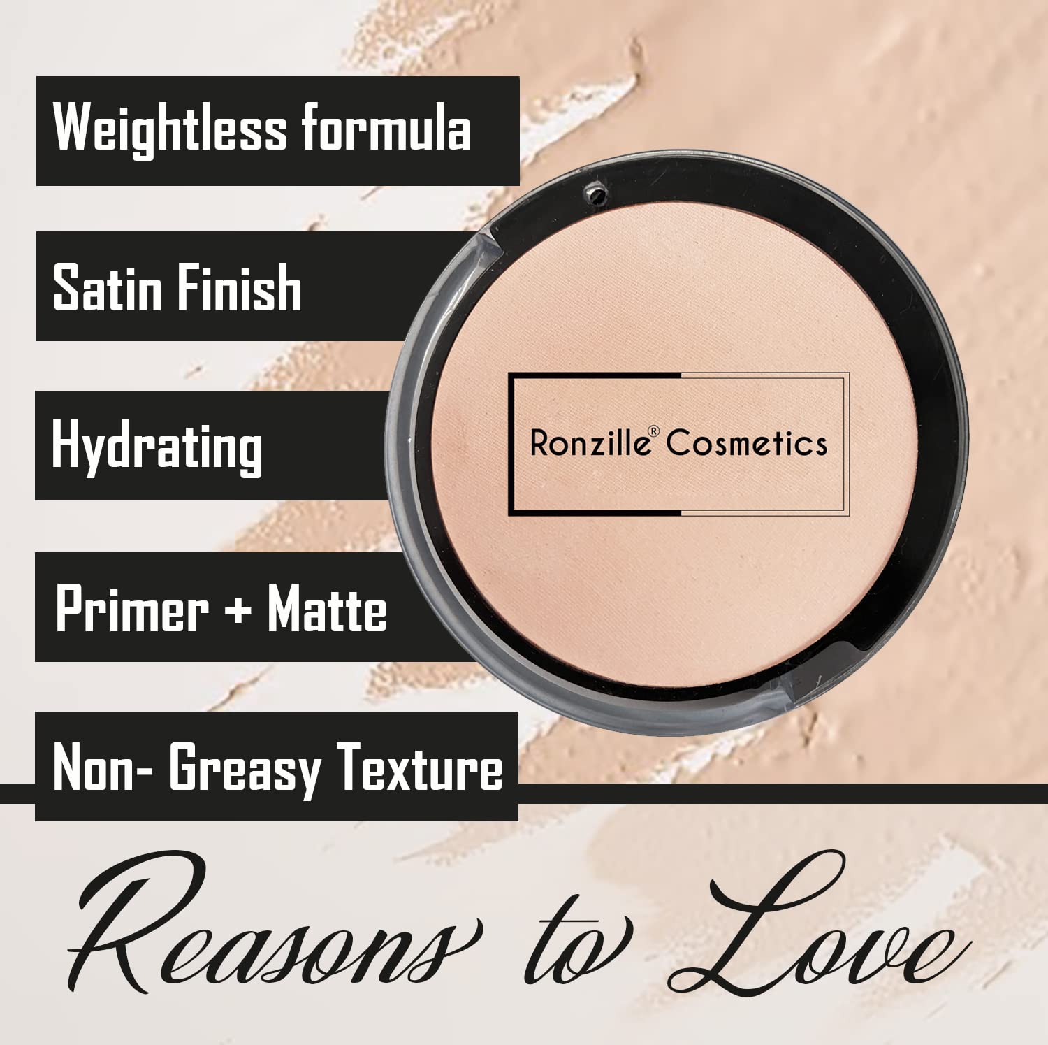 Ronzille Matte Fairness Powder Poreless Compact - Dust Storm | Oil Control & Shine-Free Finish | Perfect for Daily Makeup & Touch-Ups