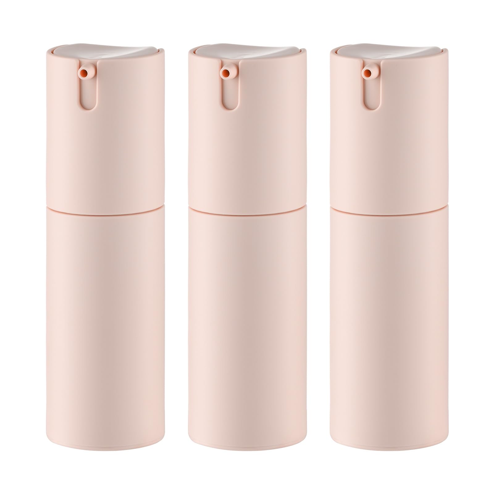 1 oz Pink Airless Pump Bottles for Travel - Empty Mini Plastic Lotion Dispenser, Shampoo Containers & Vacuum Cream Jars | Perfect for Toiletries, Skincare Samples & DIY Beauty Products
