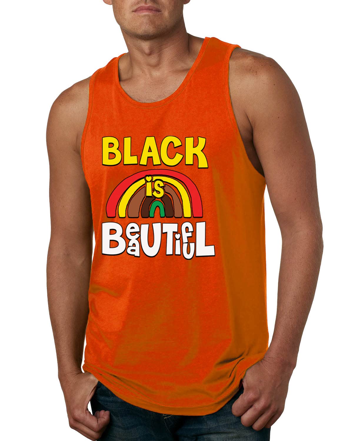 Wild Bobby Black is Beautiful Black Pride Men's Graphic Tank Top - Stylish & Comfortable Sleeveless Shirt for Casual Wear, Gym, and Summer Outfits