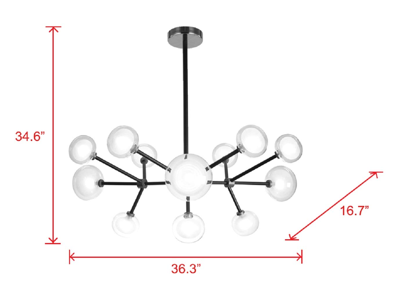 Pasargad Home Enzo Modern Crystal Chandelier Pendant Light Fixture for Dining Room, Living Room & Bedroom | Elegant Ceiling Lighting Decor for Home & Office