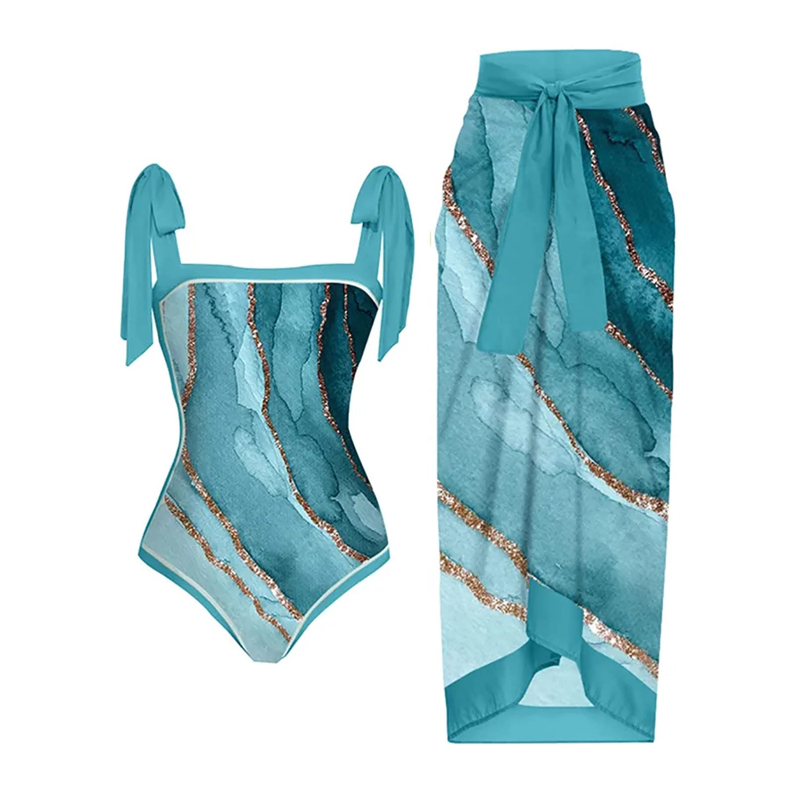 **JEGULV Women's Sexy Push Up One Piece Swimsuit with Matching Swim Skirt - 2 Piece Bikini Set for Beach, Pool & Summer Vacations**