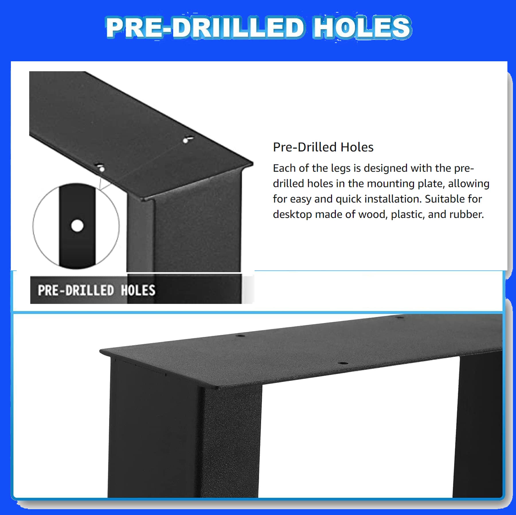 28 Inch Metal Table Legs - Heavy Duty DIY Furniture Legs for Office Desk, Computer Table, Workbench (2 Pack, 28