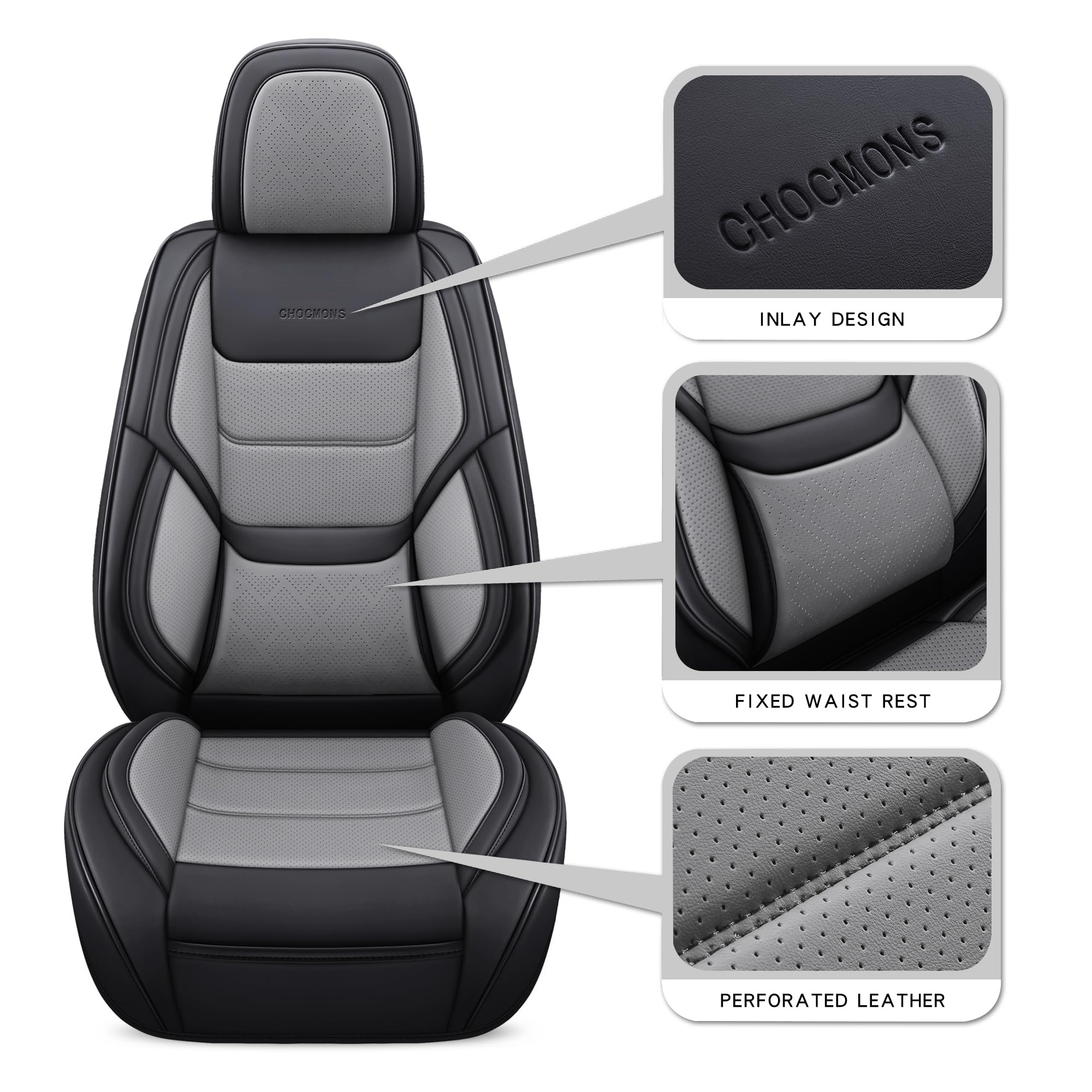 Premium Full Coverage Waterproof Leather Car Seat Covers Set - Universal Fit for SUVs, Trucks & Sedans (5 Seats) | Lumbar Support & Airbag Compatible | Perfect for Road Trips, Daily Commute & Family Protection