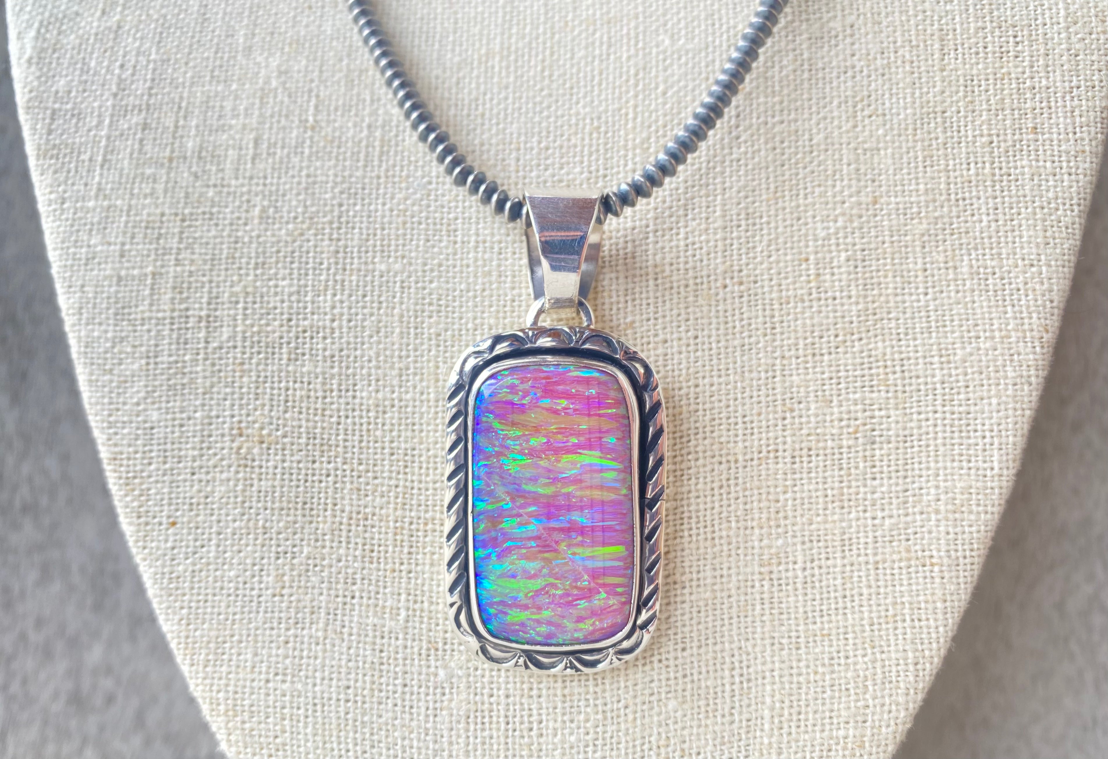 Natural Pink Opal Pendant Necklace for Women - Healing Crystal Jewelry for Spiritual Protection & Positive Energy - Perfect for Meditation, Yoga & Everyday Wear