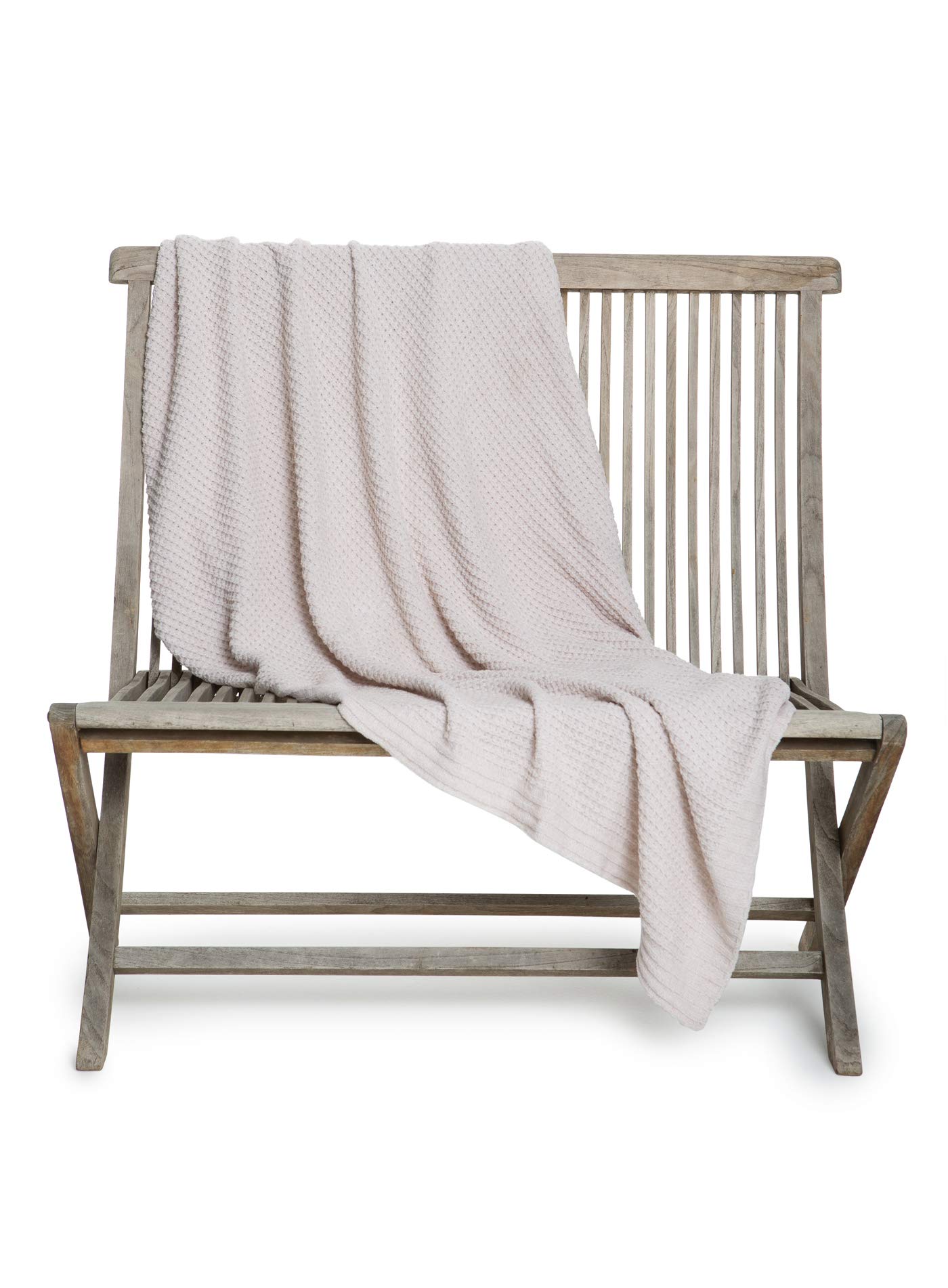 Barefoot Dreams Waffle Knit Throw Blanket - Ultra Soft Heathered Oatmeal Hand-Knit Style Cozy Blanket for Sofa, Bed & Home Decor - Perfect for Living Room, Bedroom & Gift Giving