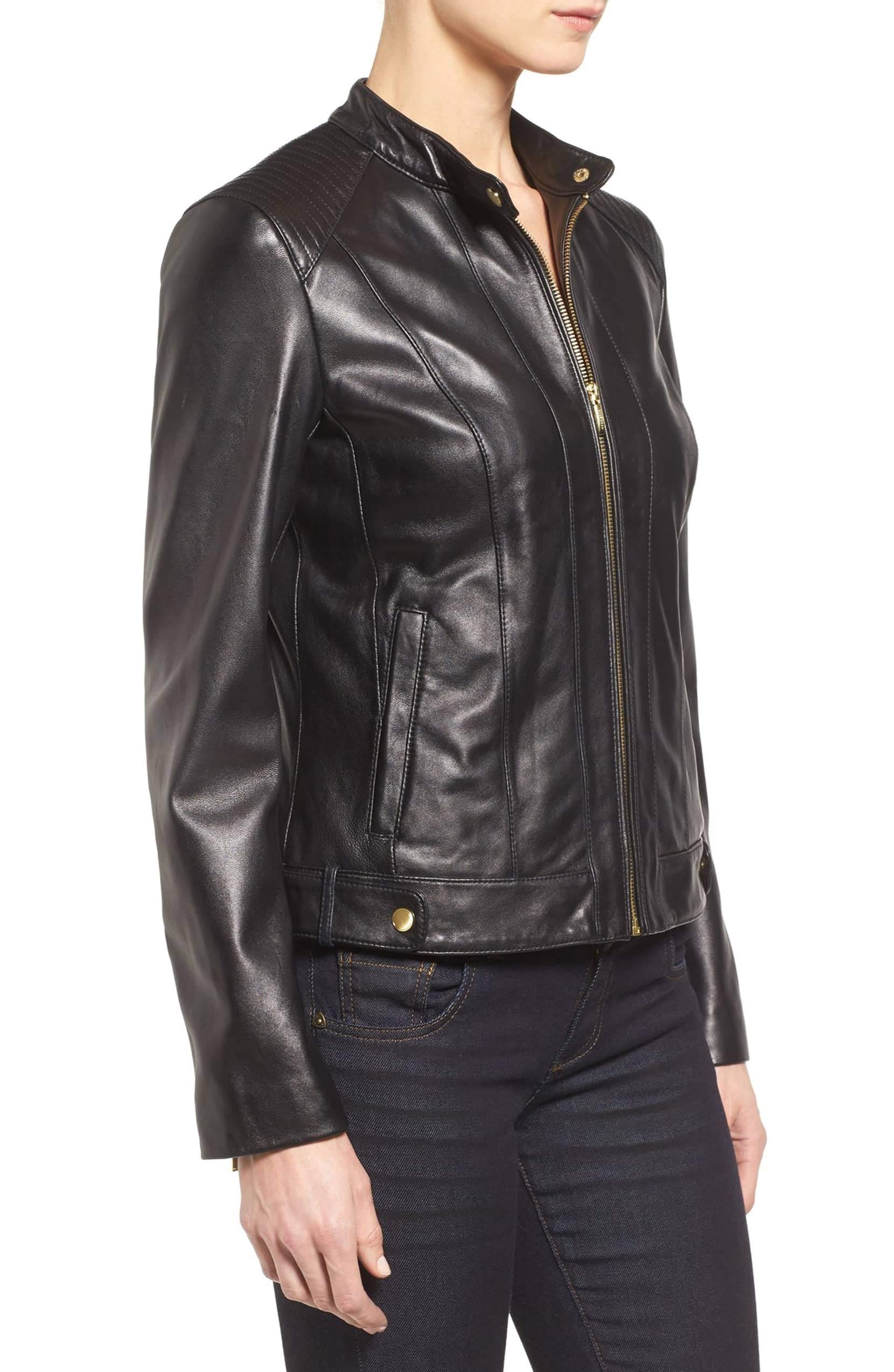 Stylish Women's Leather Motorcycle Jacket - Quilted Bomber Biker Outwear for Riding & Casual Wear | Fashionable & Durable Leather Jacket for Women