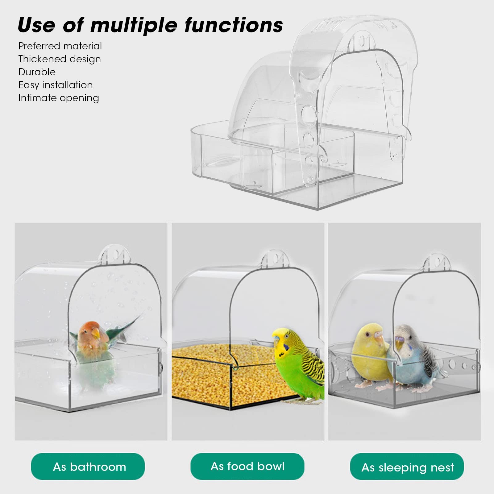 Safe Bird Bath Box for Small Parrots & Canaries - Portable Shower Cage for Healthy Feather Cleaning | Perfect for Home, Aviary & Travel Use