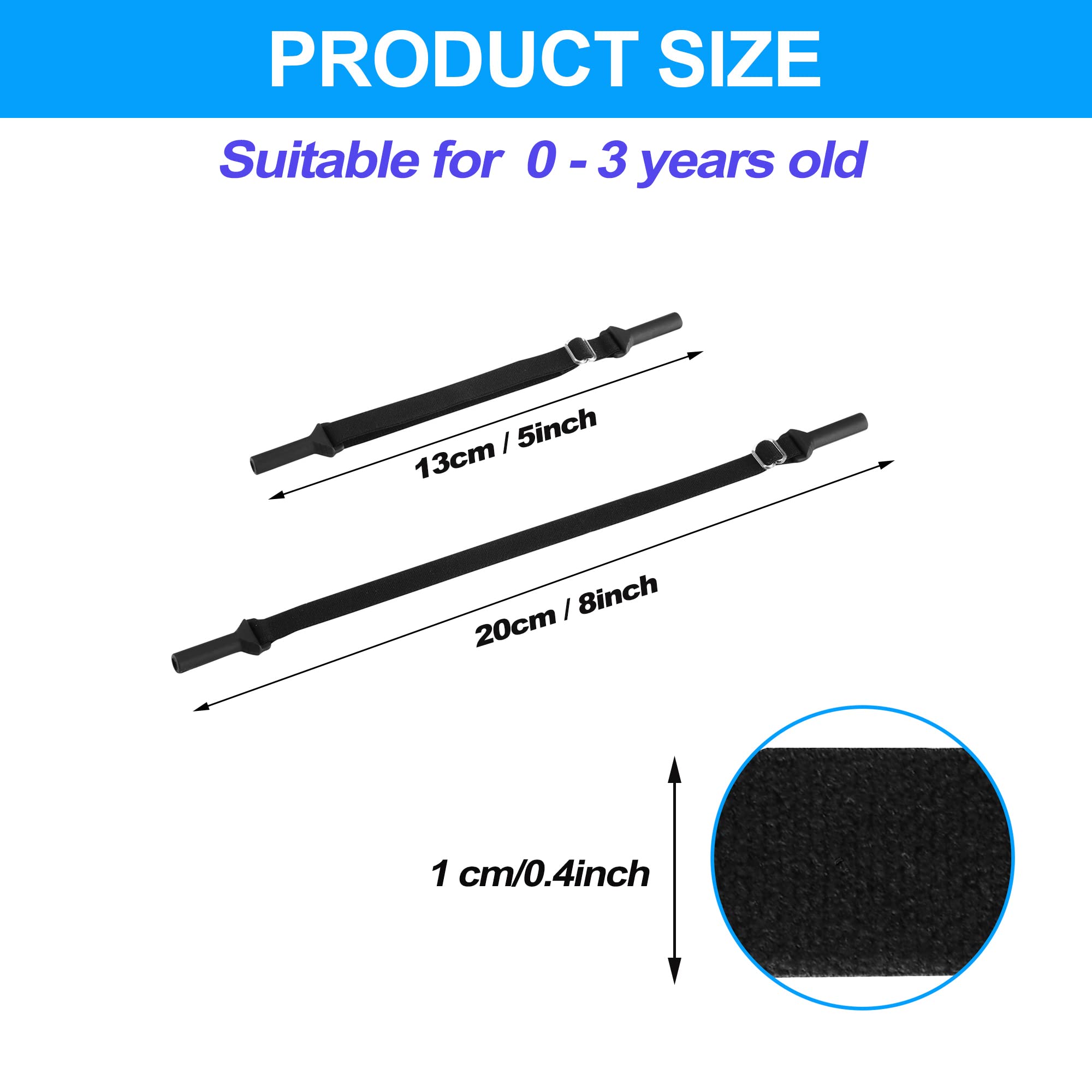 LVVFit Adjustable Baby Glasses Straps (5-8 Inch) - 4 Pack Black Eyewear Retainers for Toddlers & Infants 0-3 Years - Sports Sunglasses & Eyeglasses Holder for Boys & Girls - Perfect for Outdoor Play, Swimming & Active Kids