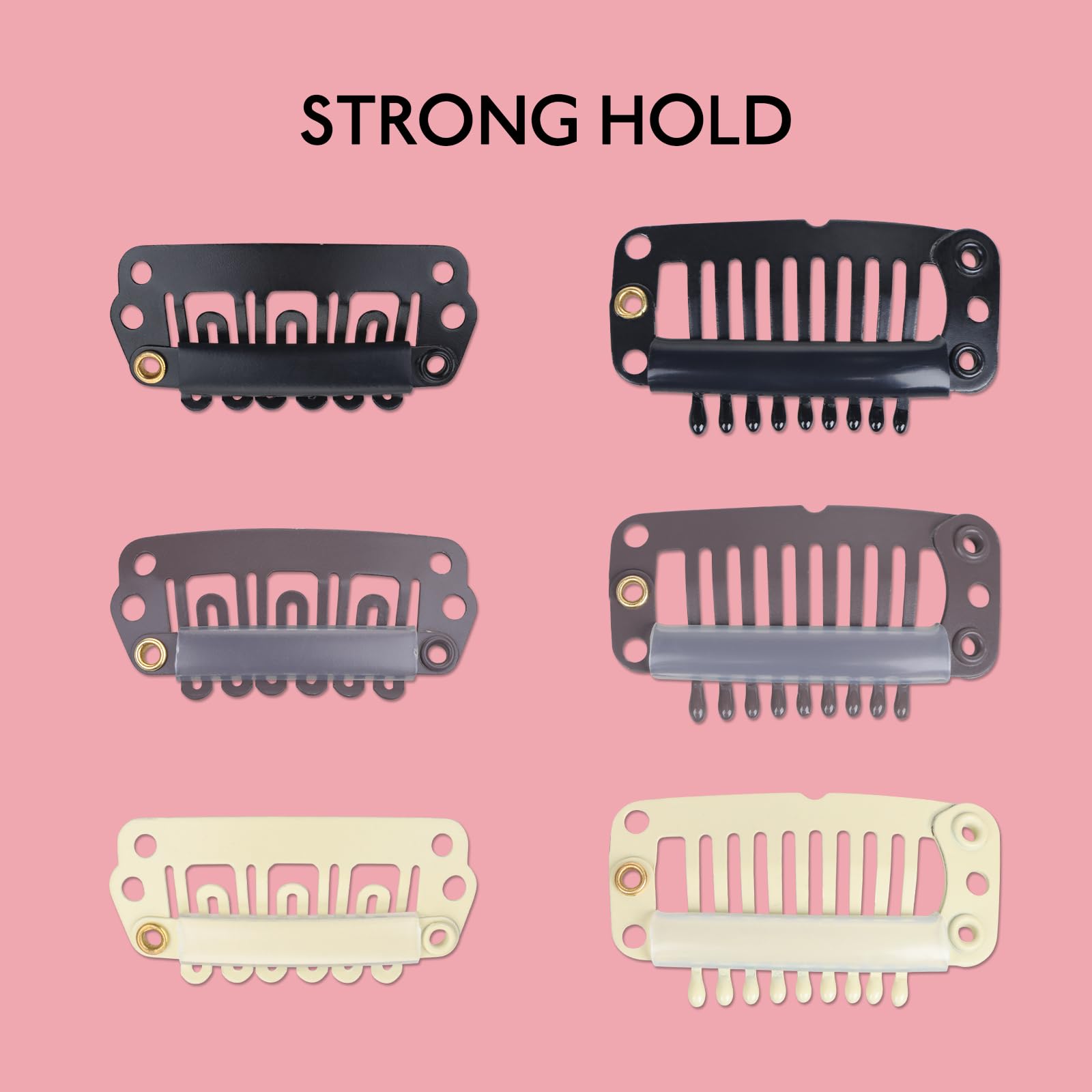 WENNALIFE 4 Pack Black Hair Extension Replacement Clips - Stainless Steel Wire Hair Extensions Clips - Strong & Durable for Seamless Blending - Perfect for Daily Styling, Parties & Special Occasions