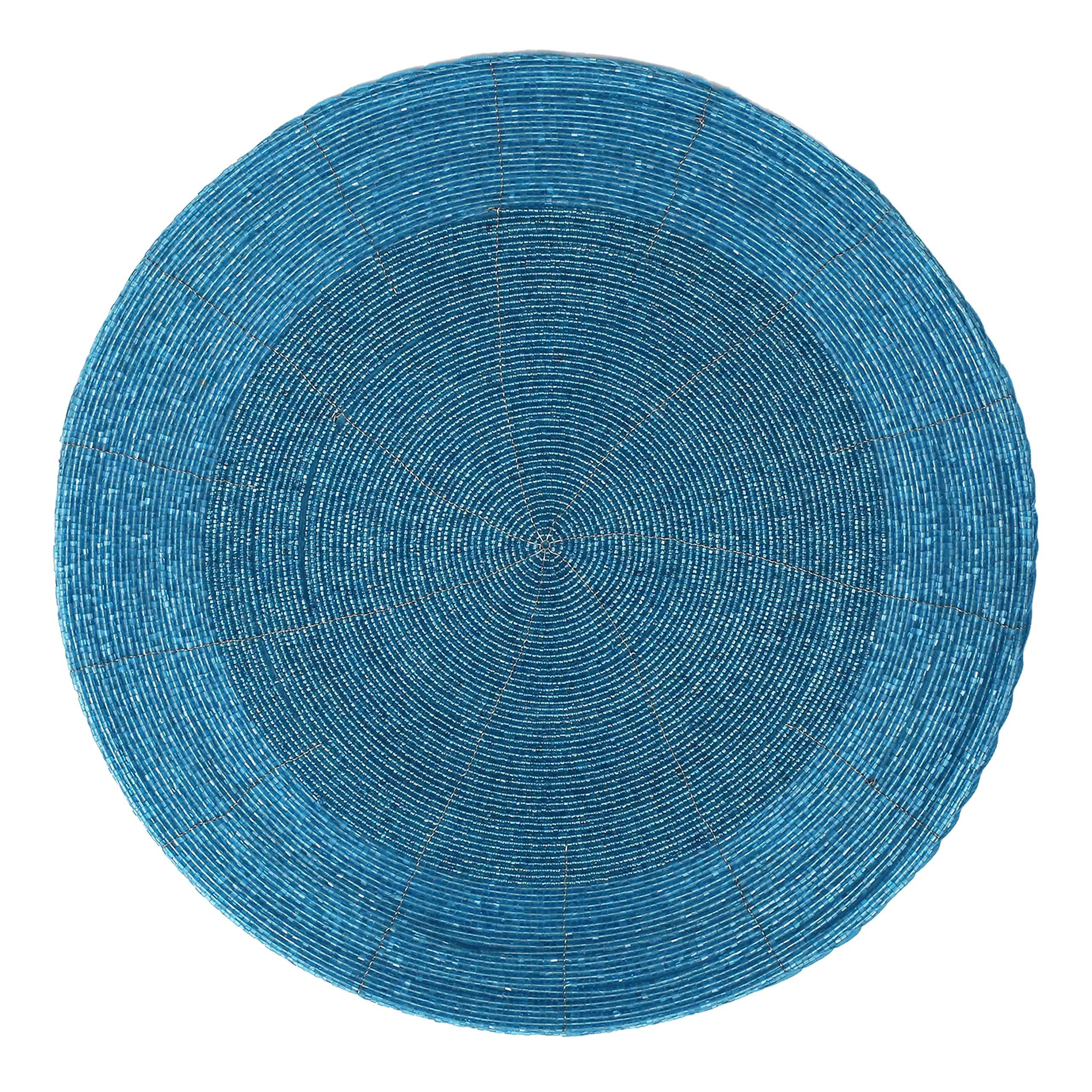 Beaded Placemats Set of 4 - 13 Inch Round Teal Table Mats for Easter & Thanksgiving Decor - Elegant Dining Table Decoration for Holiday Gatherings & Dinner Parties